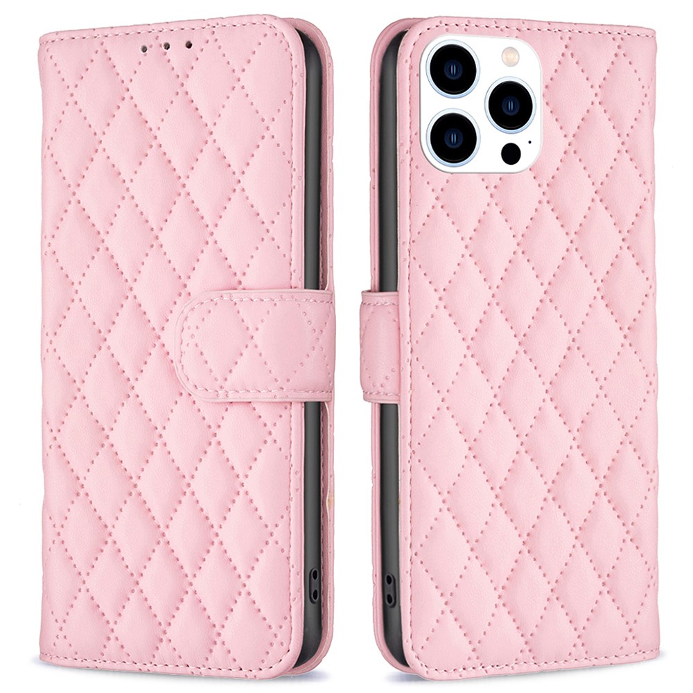  iPhone 16 Pro Max Fodral Diamond Läder Rosa