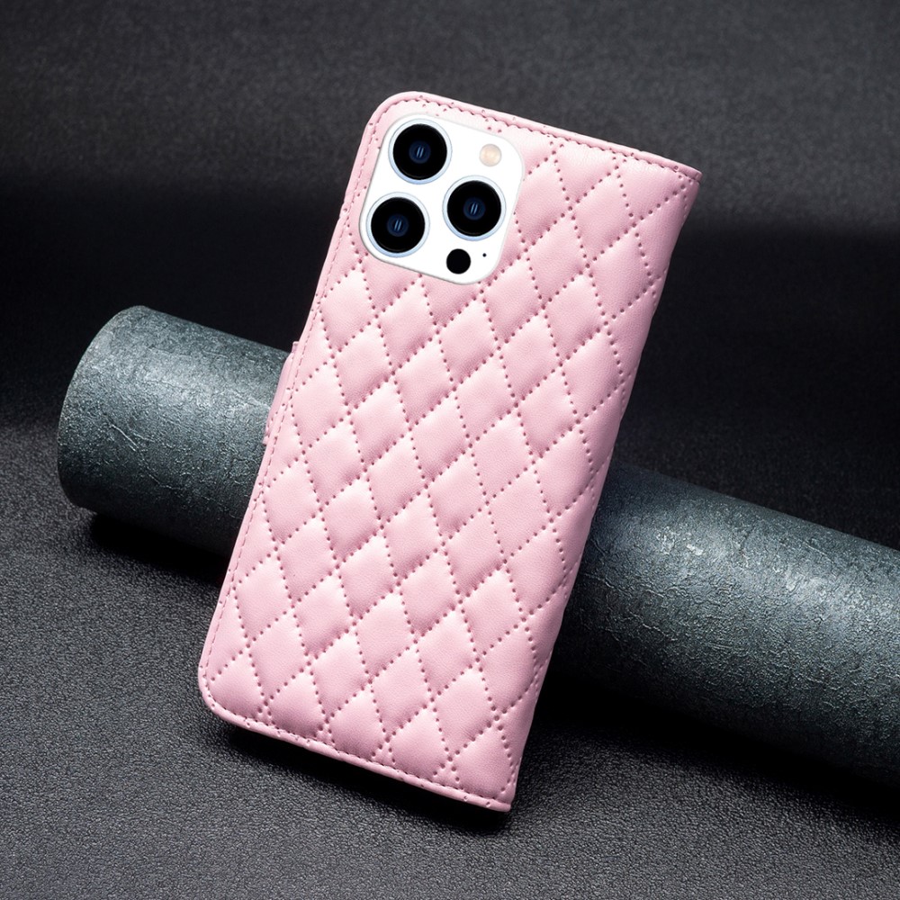  iPhone 16 Pro Max Fodral Diamond Läder Rosa