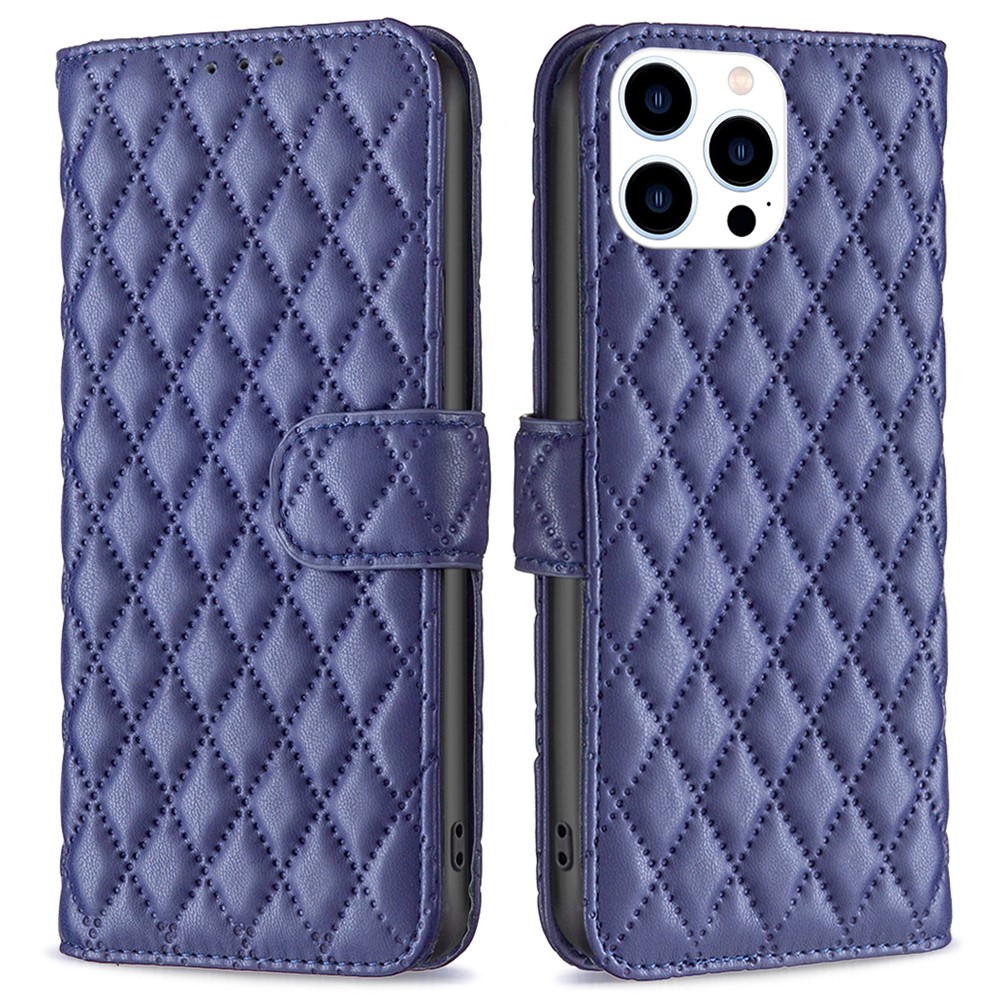  iPhone 16 Pro Max Fodral Diamond Läder Mörk Blå