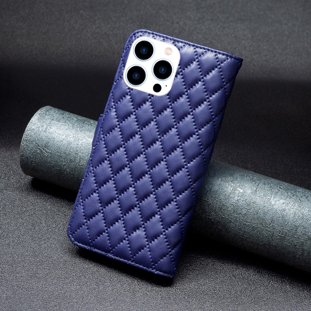  iPhone 16 Pro Max Fodral Diamond Läder Mörk Blå