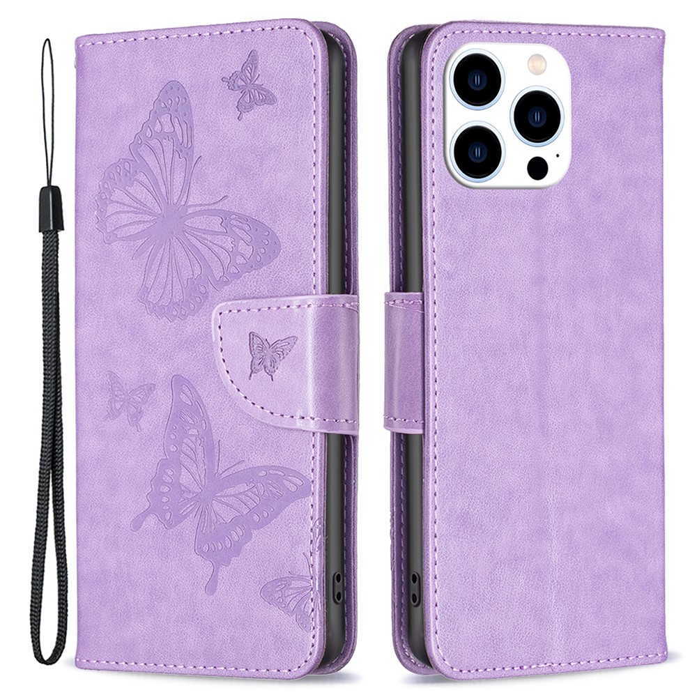  iPhone 16 Pro Max Fodral Med Fjäril Tryck Lila