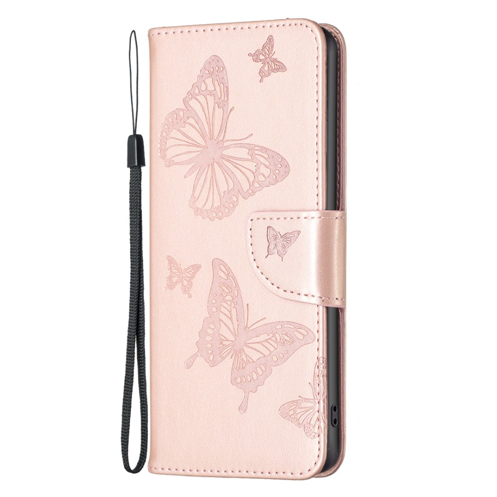  iPhone 16 Pro Max Fodral Med Fjäril Tryck Roséguld