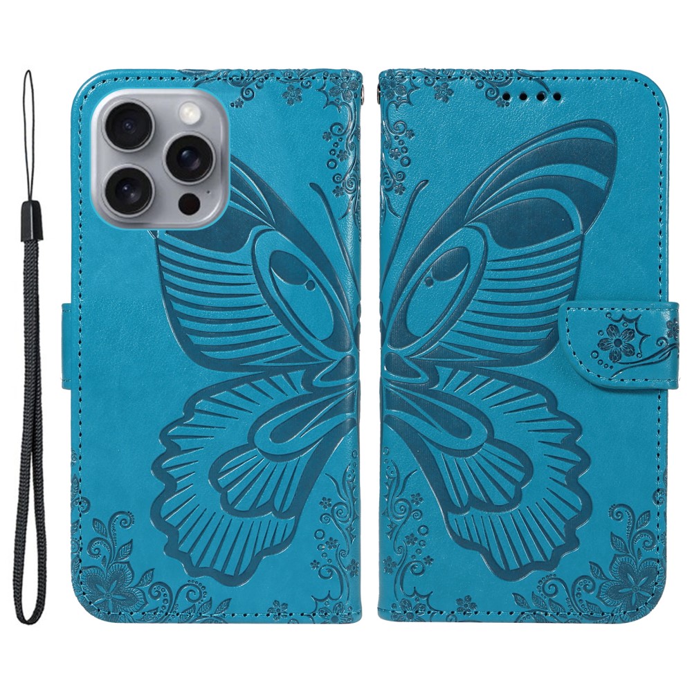  iPhone 16 Pro Max Fodral Fjäril Tryck Blå
