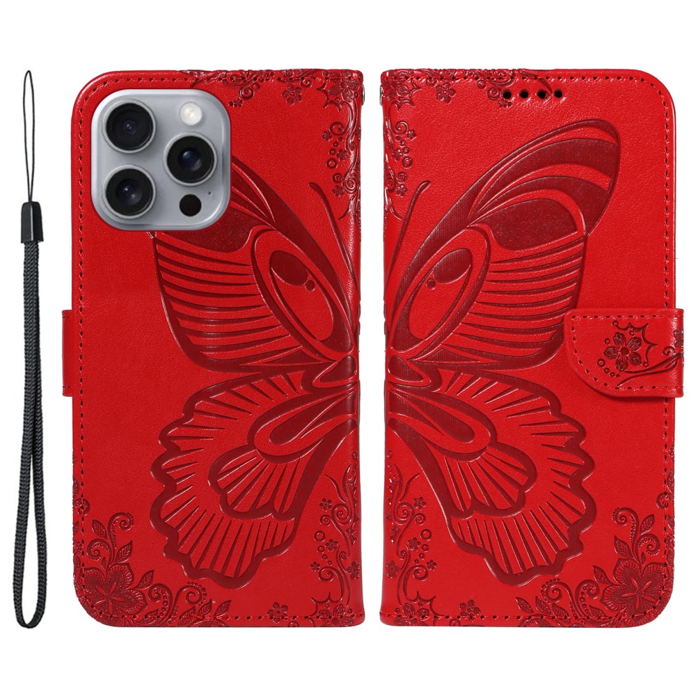  iPhone 16 Pro Max Fodral Fjäril Tryck Röd