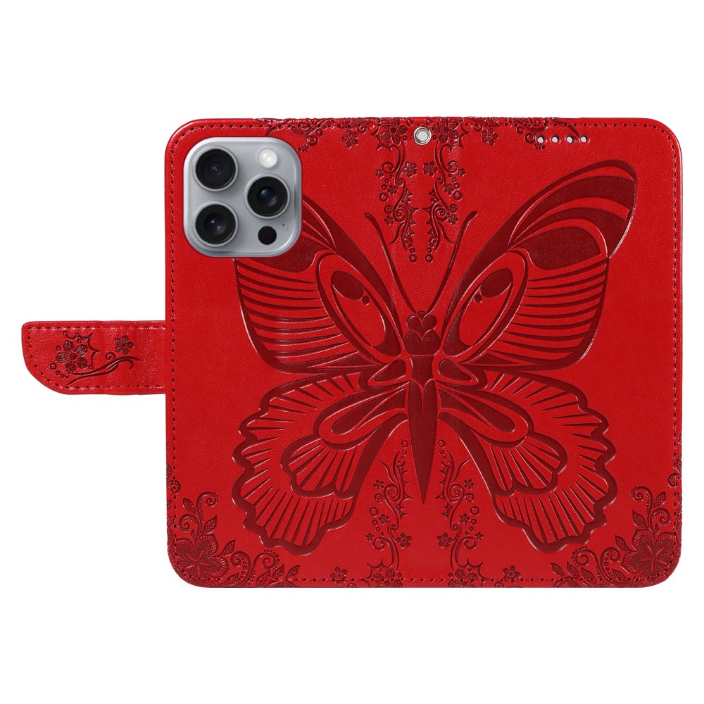  iPhone 16 Pro Max Fodral Fjäril Tryck Röd