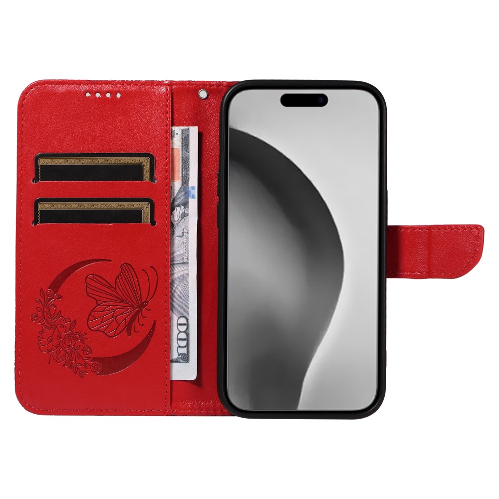  iPhone 16 Pro Max Fodral Fjäril Tryck Röd