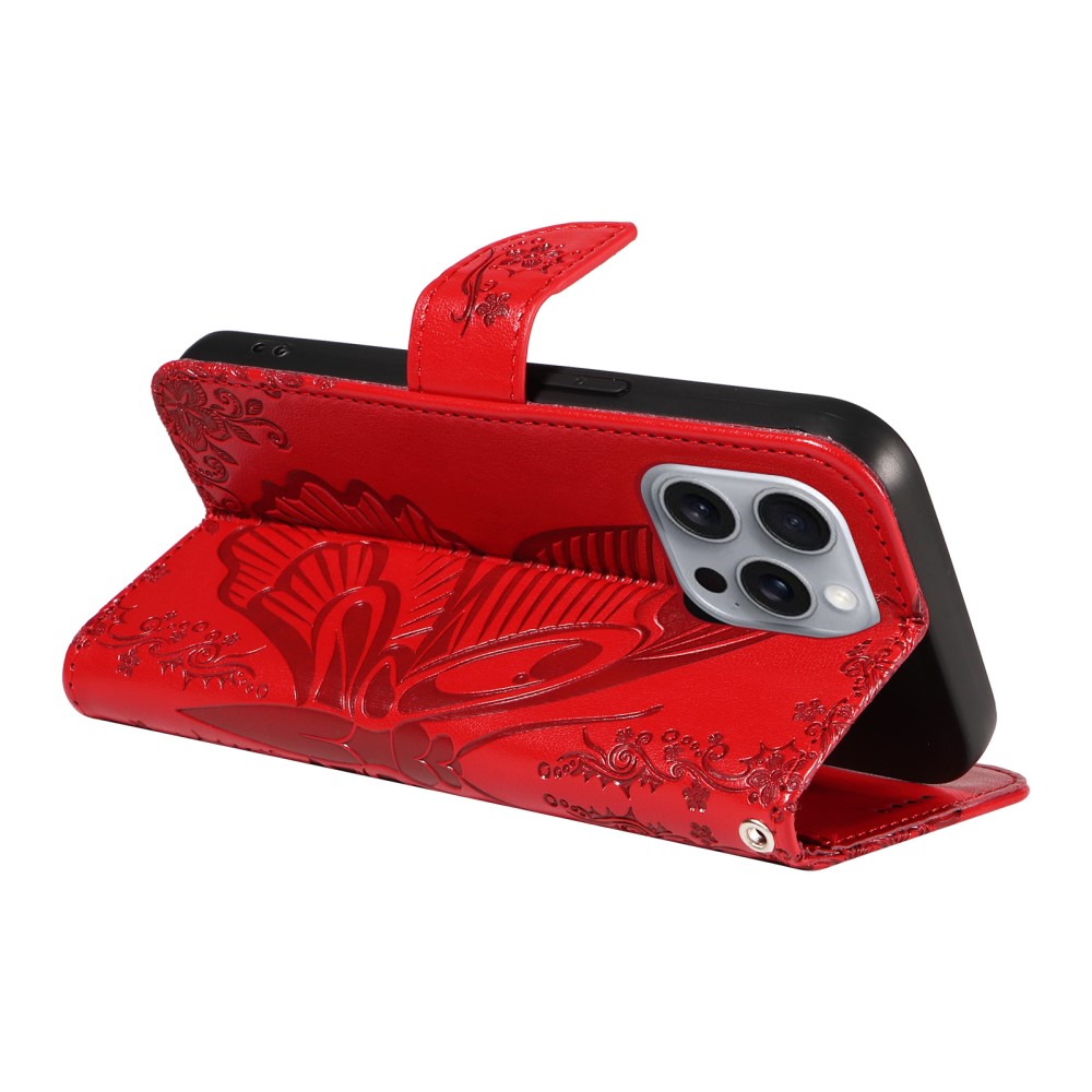  iPhone 16 Pro Max Fodral Fjäril Tryck Röd