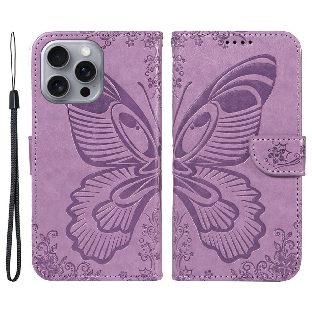  iPhone 16 Pro Max Fodral Fjäril Tryck Lila