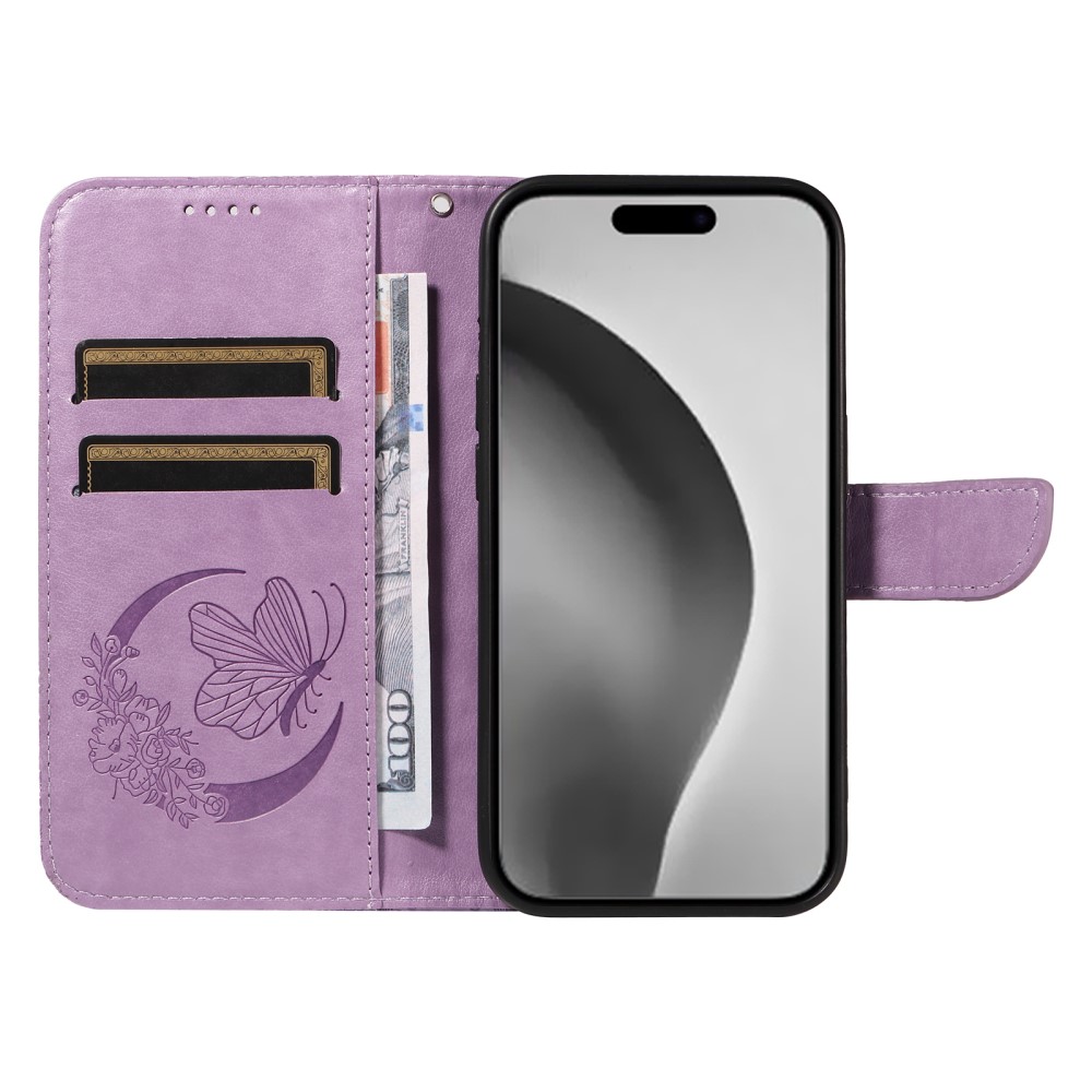 iPhone 16 Pro Max Fodral Fjäril Tryck Lila