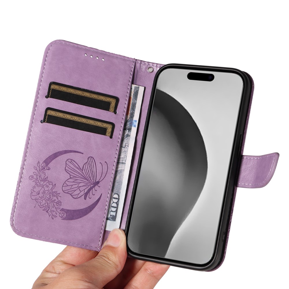  iPhone 16 Pro Max Fodral Fjäril Tryck Lila