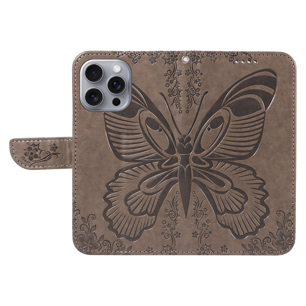  iPhone 16 Pro Max Fodral Fjäril Tryck Grå