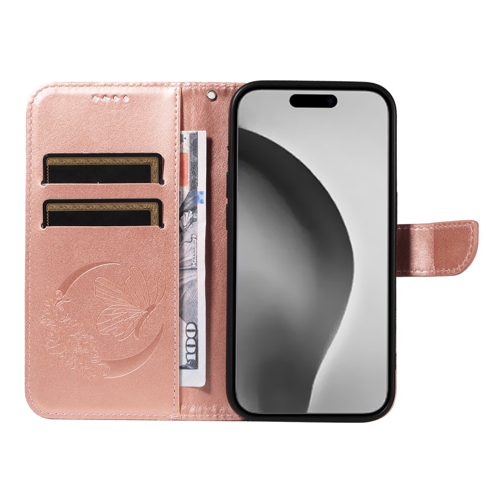 iPhone 16 Pro Max Fodral Fjäril Tryck Roséguld