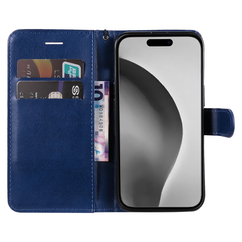  iPhone 16 Pro Max Fodral Läder Mörk Blå