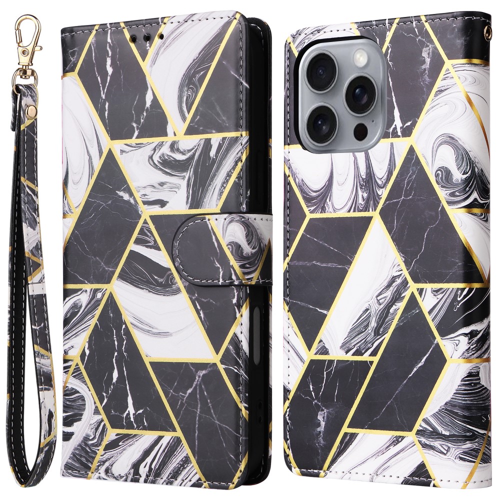  iPhone 16 Pro Max Fodral Marmor Tryck Svart