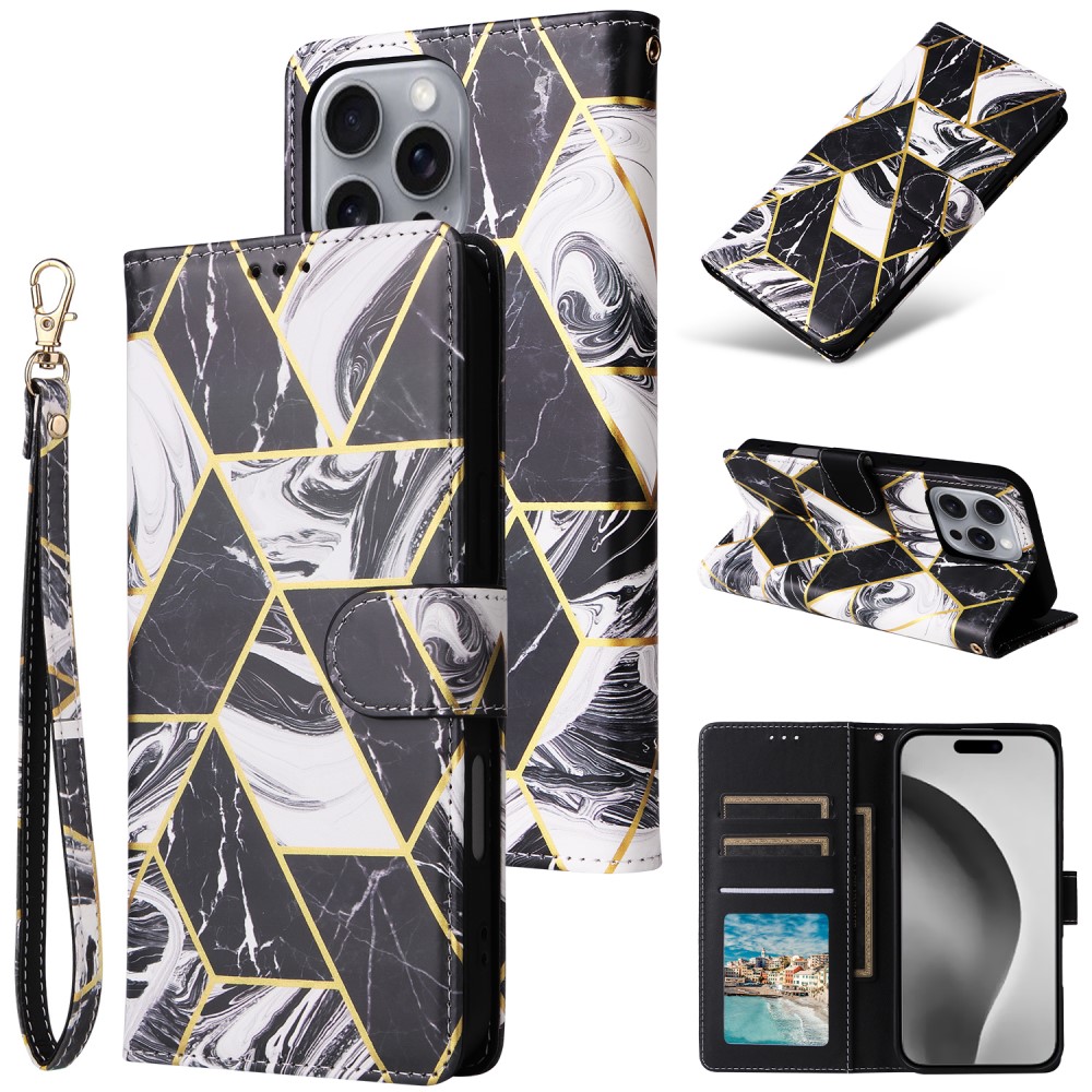  iPhone 16 Pro Max Fodral Marmor Tryck Svart