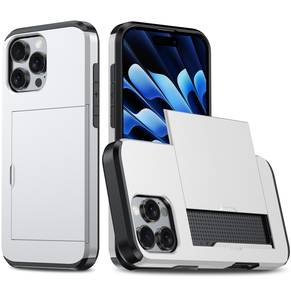  iPhone 16 Pro Max Skal Hybrid Kortfack Silver
