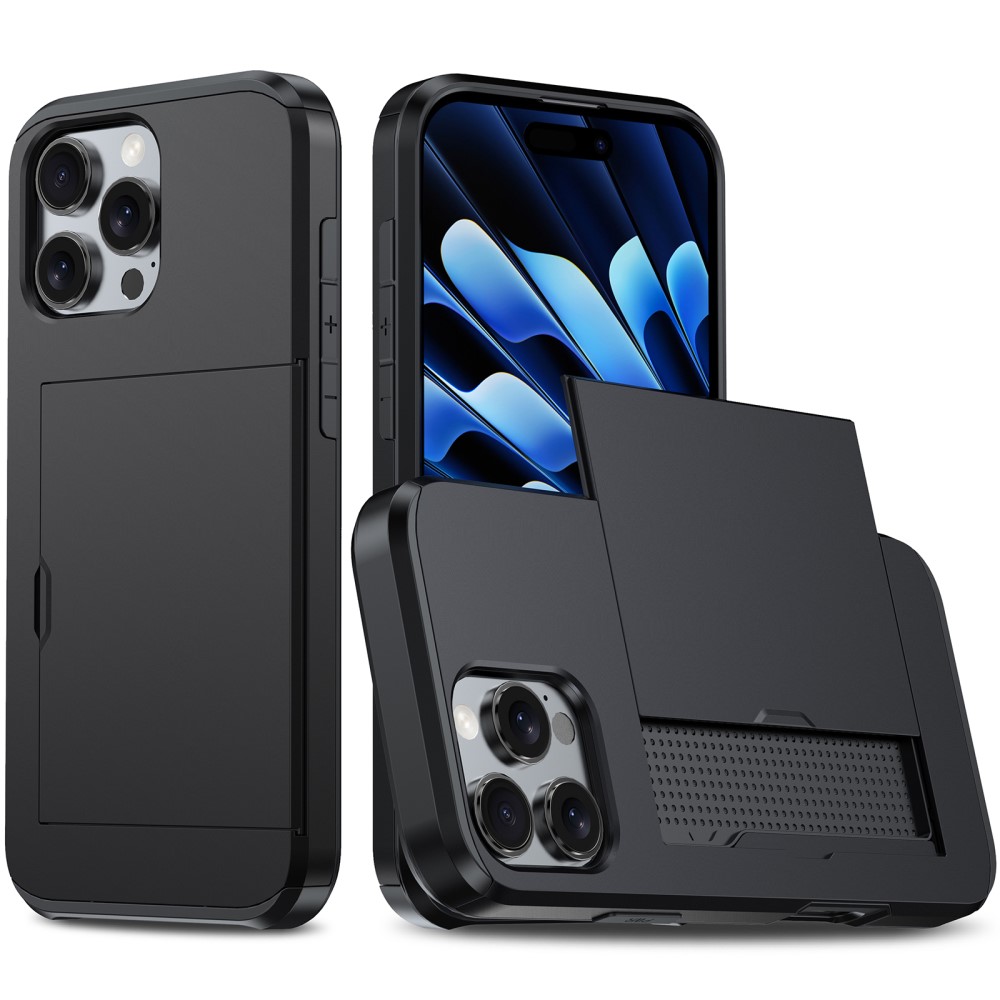  iPhone 16 Pro Max Skal Hybrid Kortfack Svart