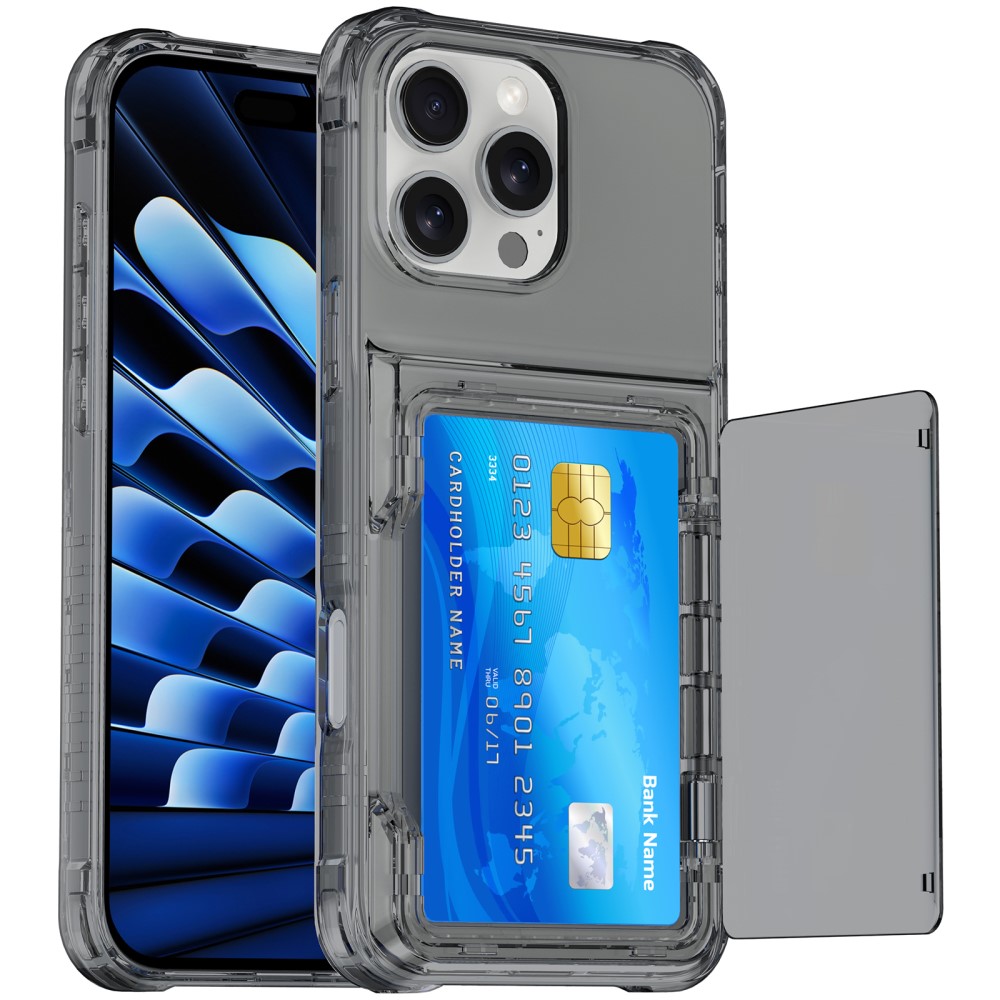  iPhone 16 Pro Max Skal Kickstand Med Kortfack Tonad Svart