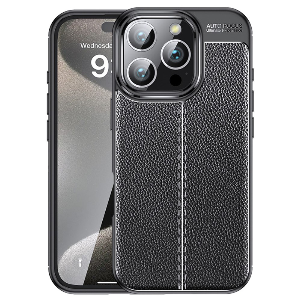  iPhone 16 Pro Max Skal Litchi Textur Svart