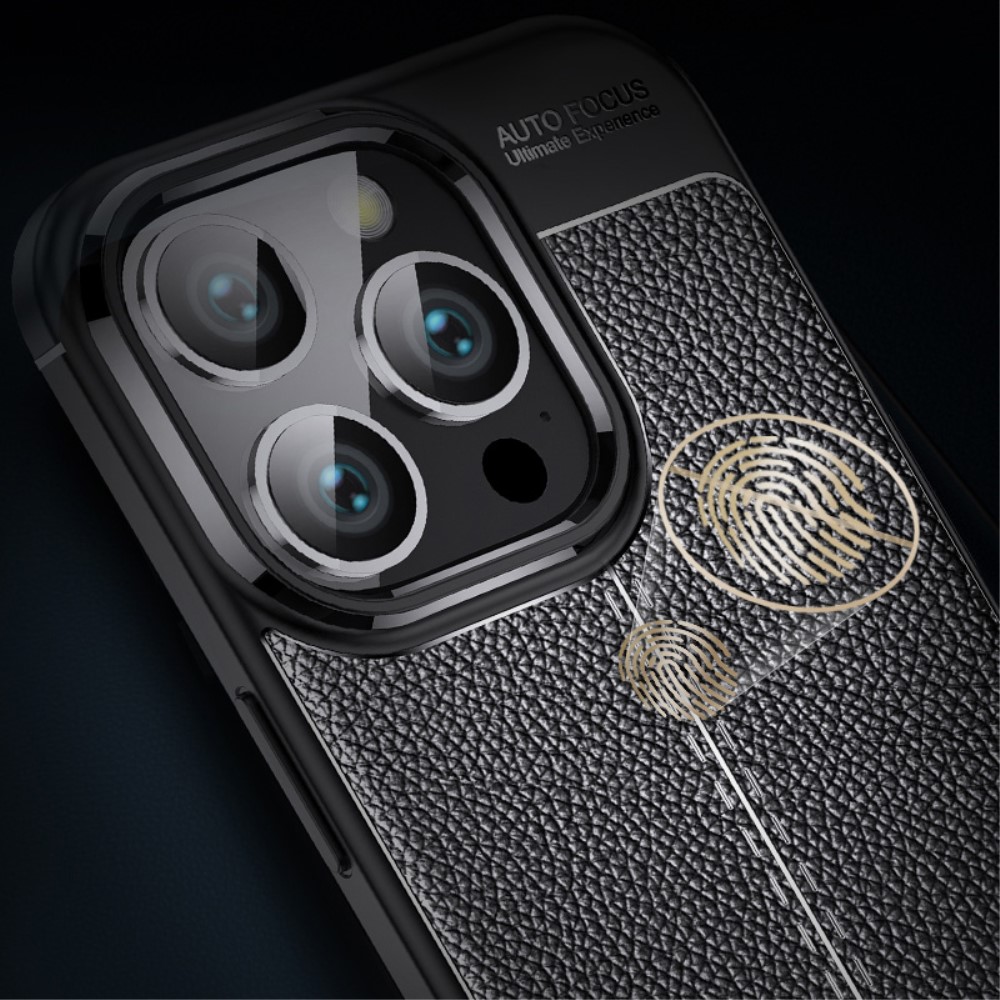  iPhone 16 Pro Max Skal Litchi Textur Mörk Blå