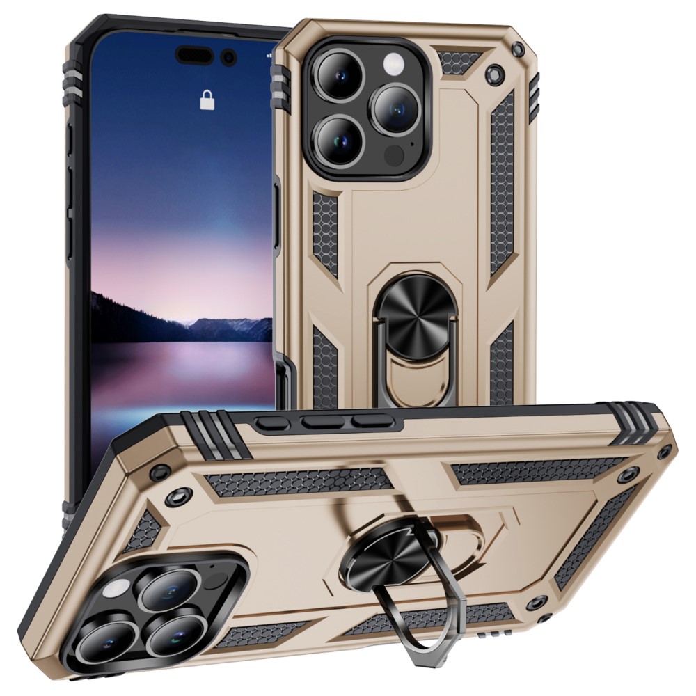  iPhone 16 Pro Max Skal Shockproof Hybrid Ring Guld