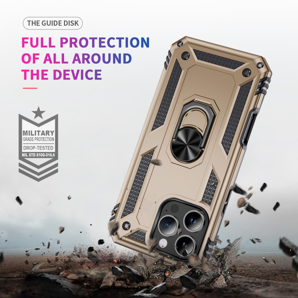  iPhone 16 Pro Max Skal Shockproof Hybrid Ring Guld