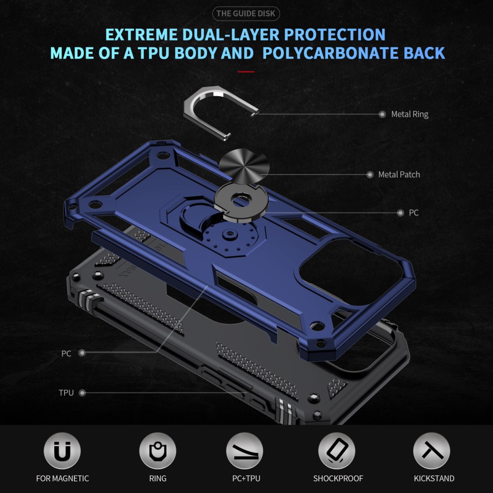  iPhone 16 Pro Max Skal Shockproof Hybrid Ring Blå
