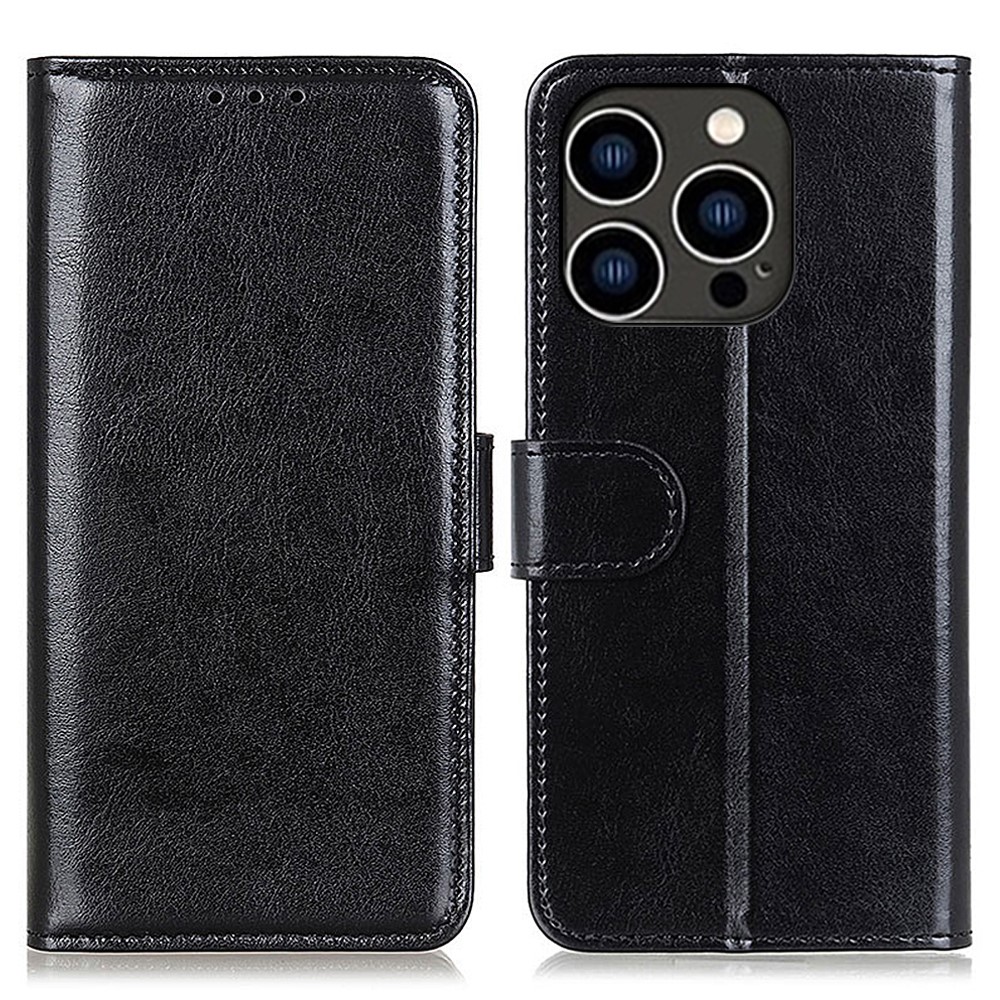  iPhone 16 Pro Max Fodral Crazy Horse Läder Svart