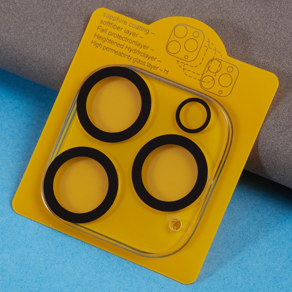  iPhone 16 Pro Max/16 Pro Linsskydd Härdat Glas Black Rings