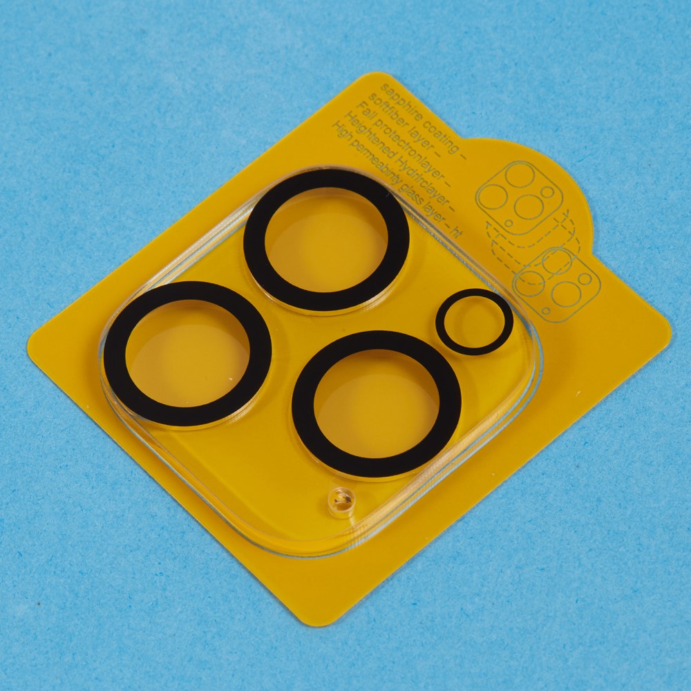  iPhone 16 Pro Max/16 Pro Linsskydd Härdat Glas Black Rings