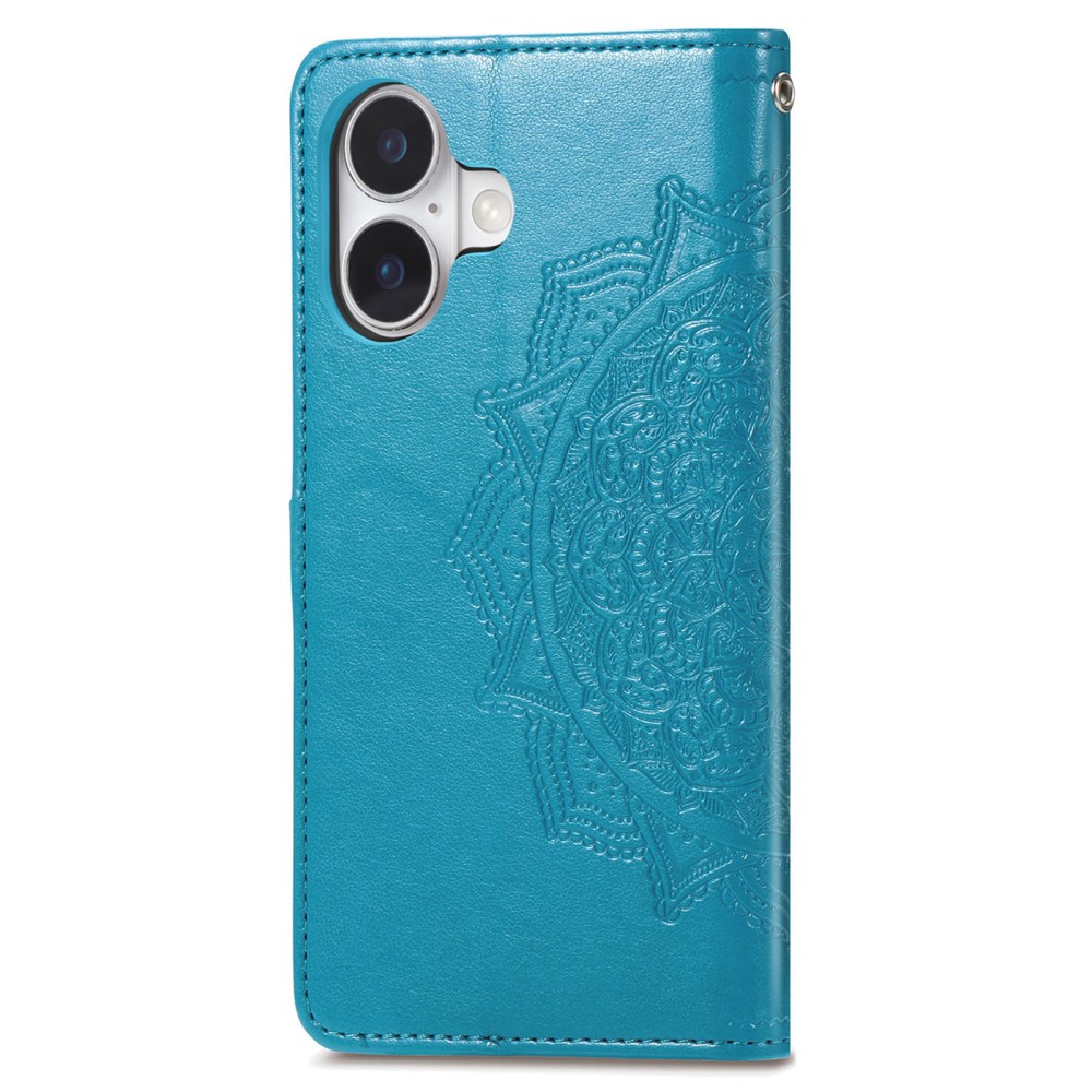  iPhone 16 Fodral Mandala Läder Blå