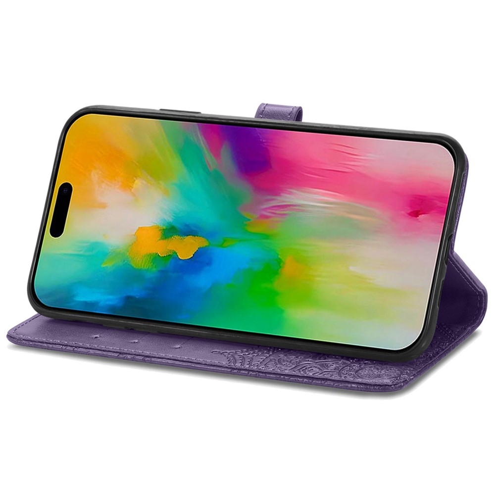  iPhone 16 Pro Fodral Mandala Läder Lila