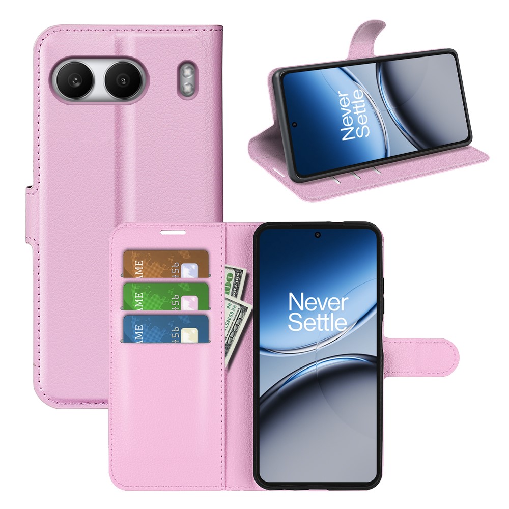  OnePlus Nord 4 Fodral Litchi Läder Ljus Rosa