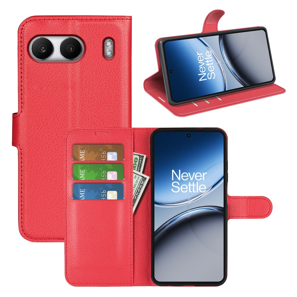  OnePlus Nord 4 Fodral Litchi Läder Röd