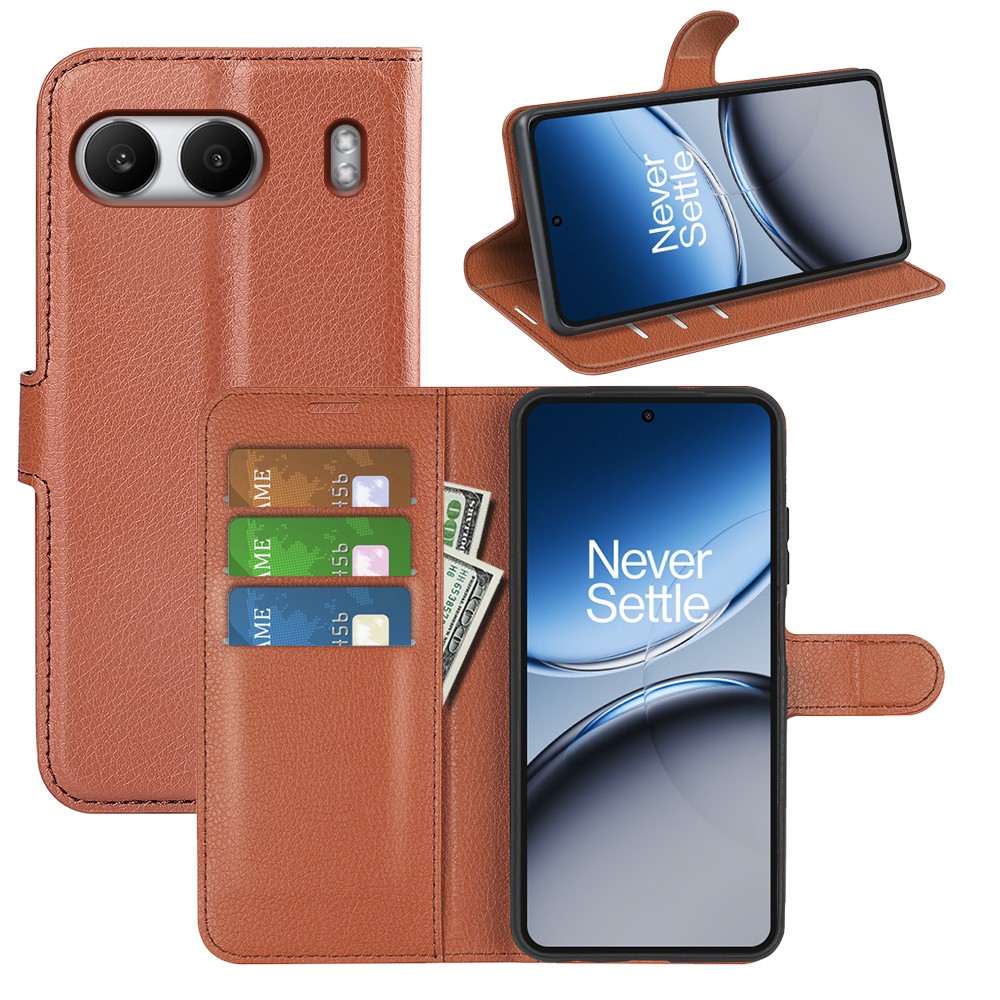  OnePlus Nord 4 Fodral Litchi Läder Brun