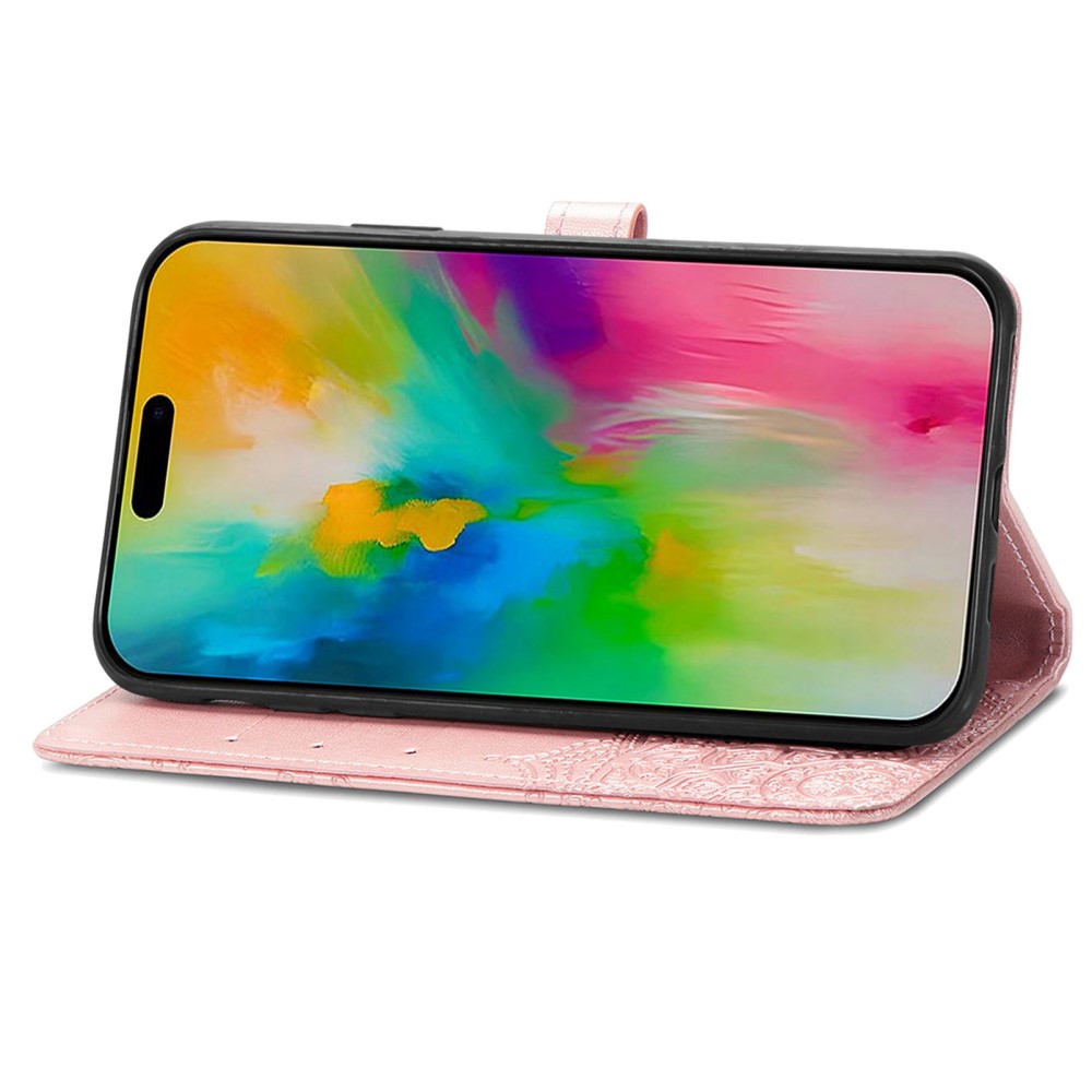  iPhone 16 Plus Fodral Mandala Läder Roséguld