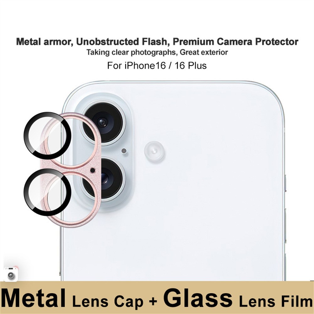 IMAK IMAK iPhone 16/16 Plus Linsskydd Rosa