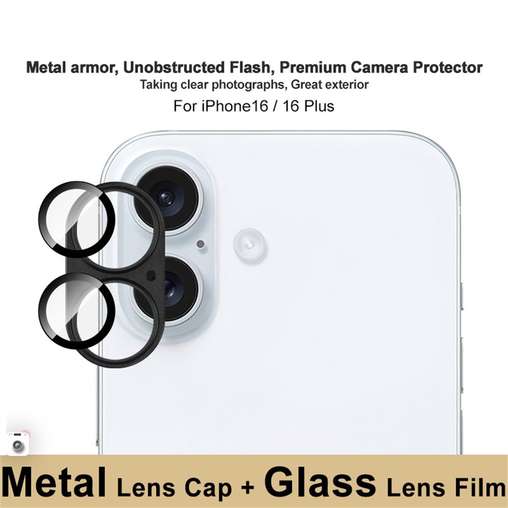 IMAK IMAK iPhone 16/16 Plus Linsskydd Svart