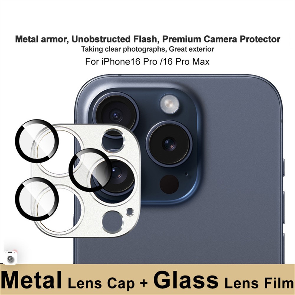 IMAK IMAK iPhone 16 Pro Max/16 Pro Linsskydd Silver
