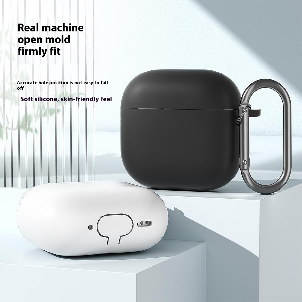  AirPods 4 Skal Med Karbinhake Silikon Vit