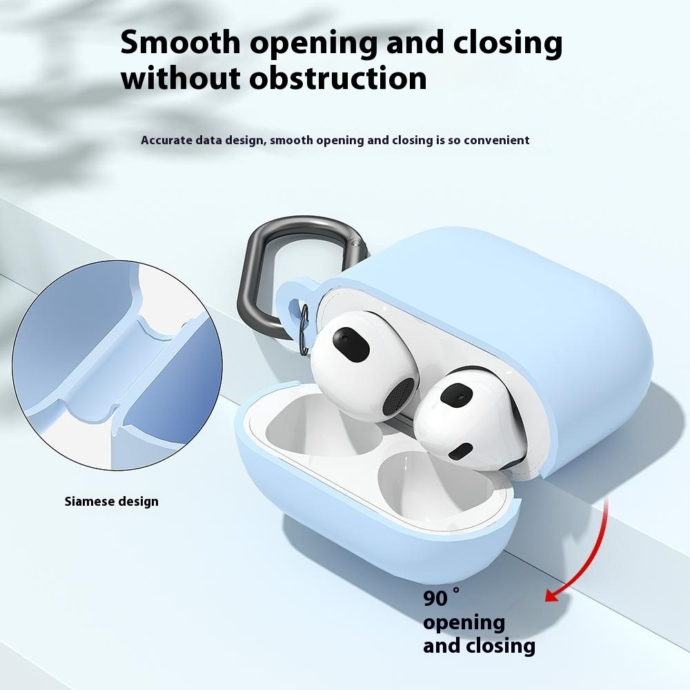  AirPods 4 Skal Med Karbinhake Silikon Ljus Blå
