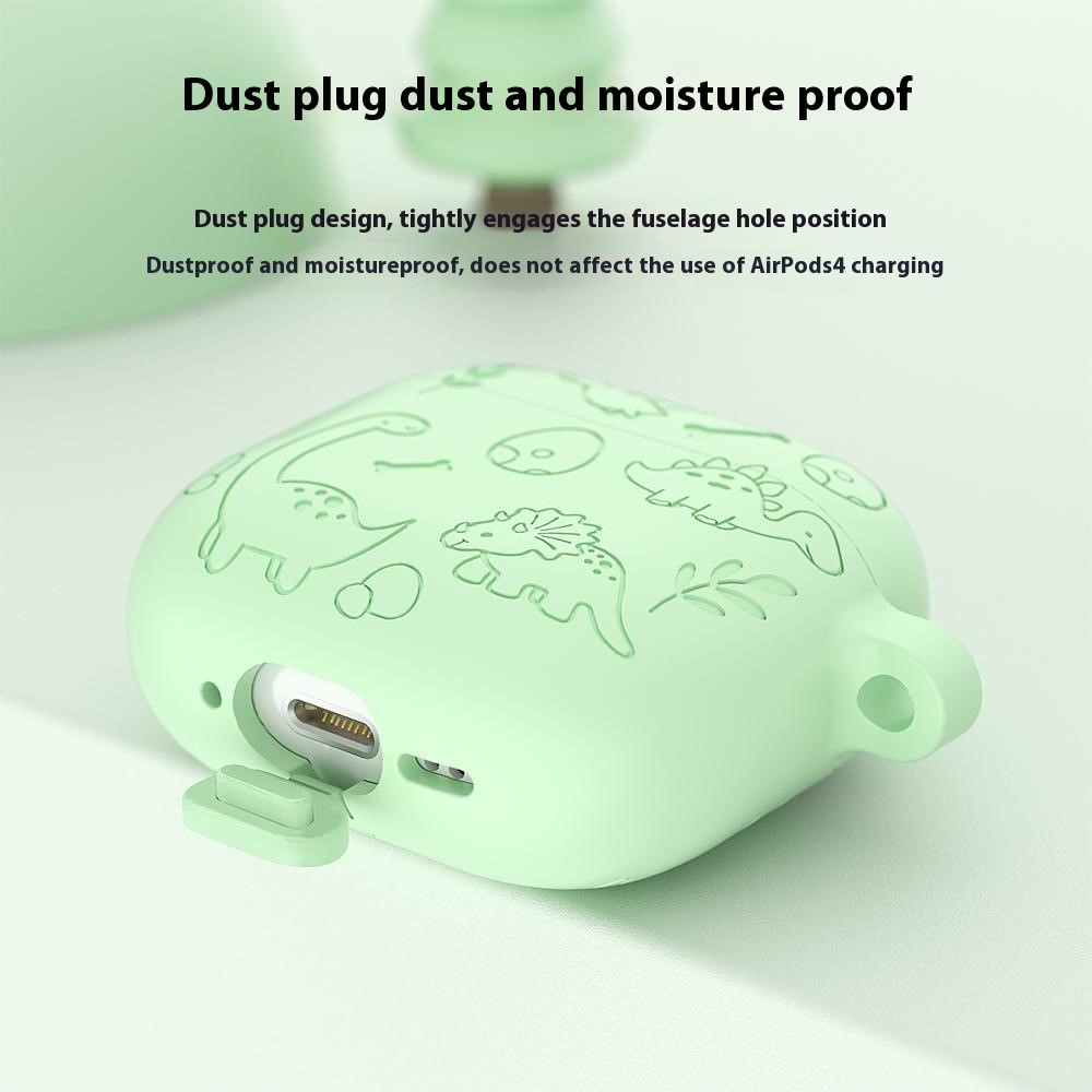  AirPods 4 Skal Med Dinosaurie Motiv Silikon Rosa