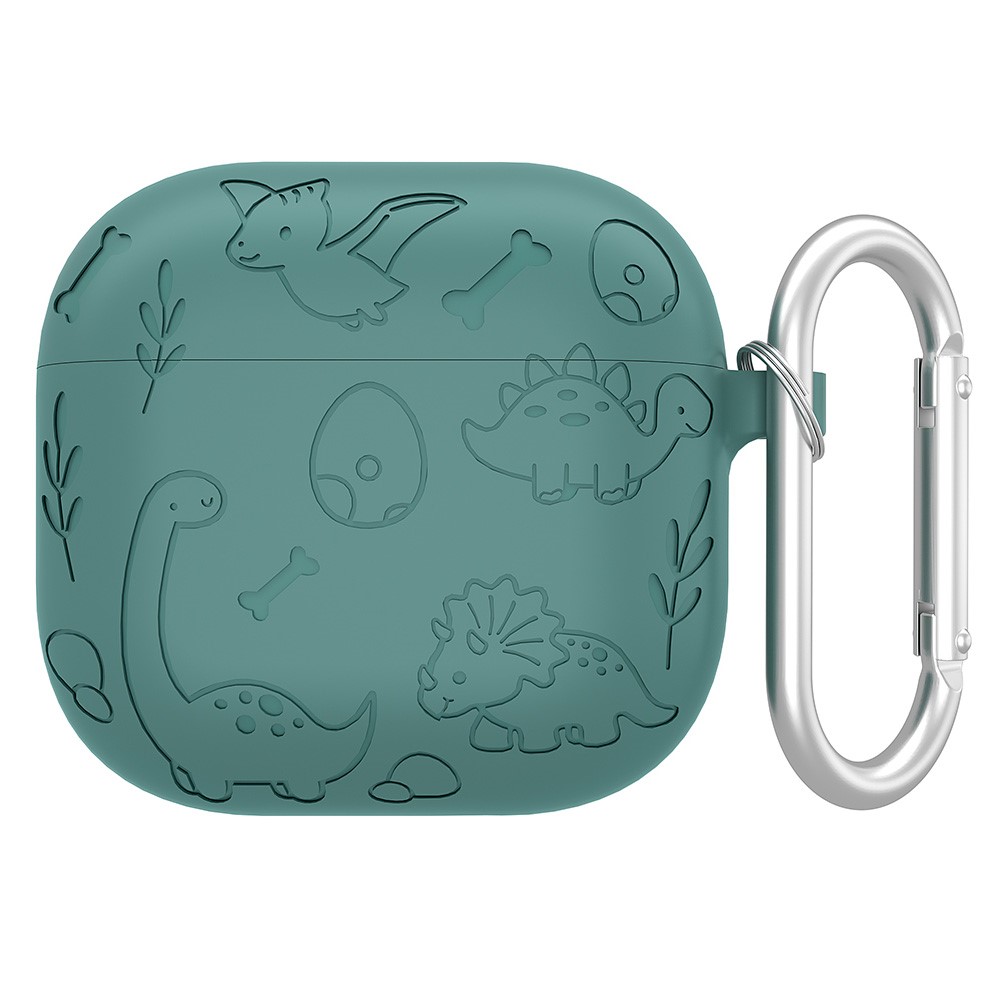  AirPods 4 Skal Med Dinosaurie Motiv Silikon Mörk Grön