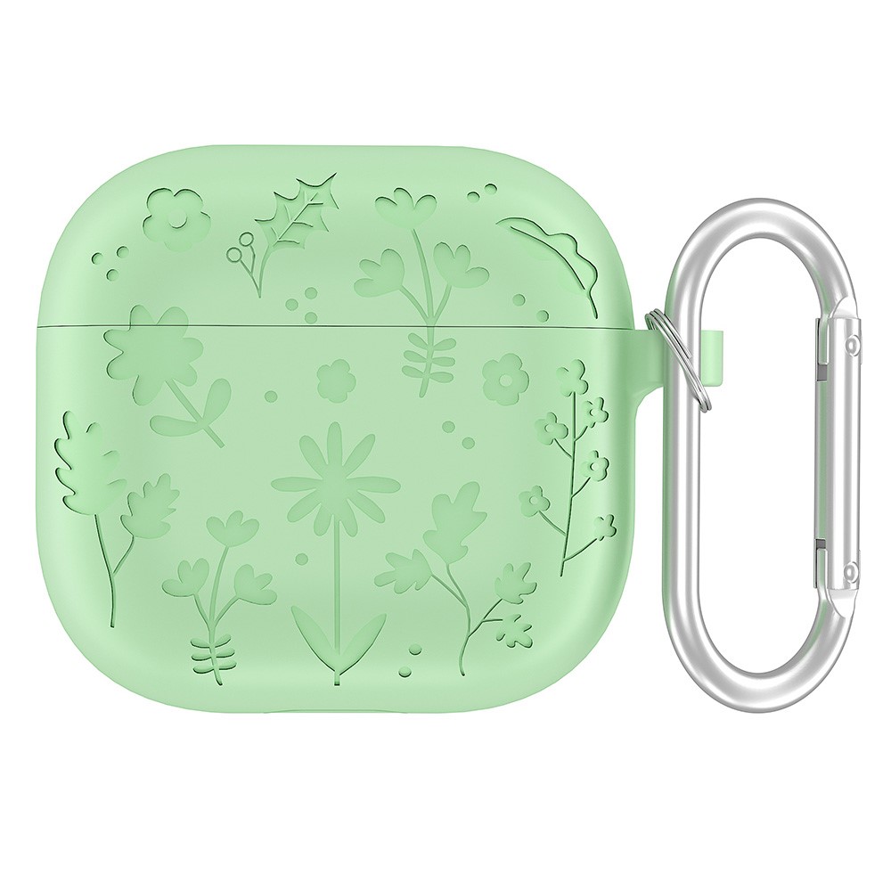  AirPods 4 Skal Med Motiv Blommor Silikon Grön