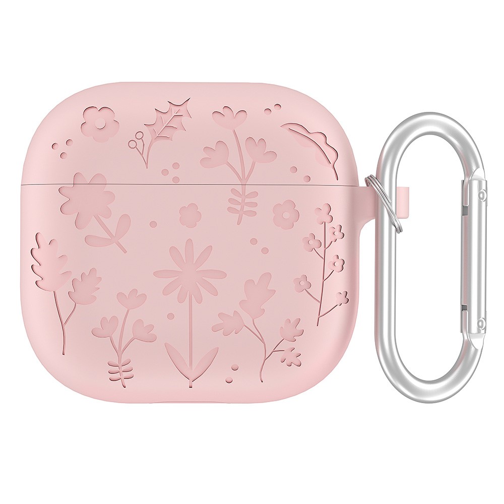  AirPods 4 Skal Med Motiv Blommor Silikon Rosa