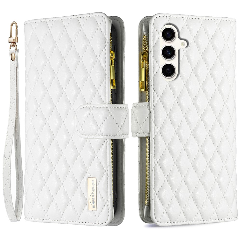 BINFEN BINFEN Galaxy S24 FE Fodral Diamond Multifunktionell Vit