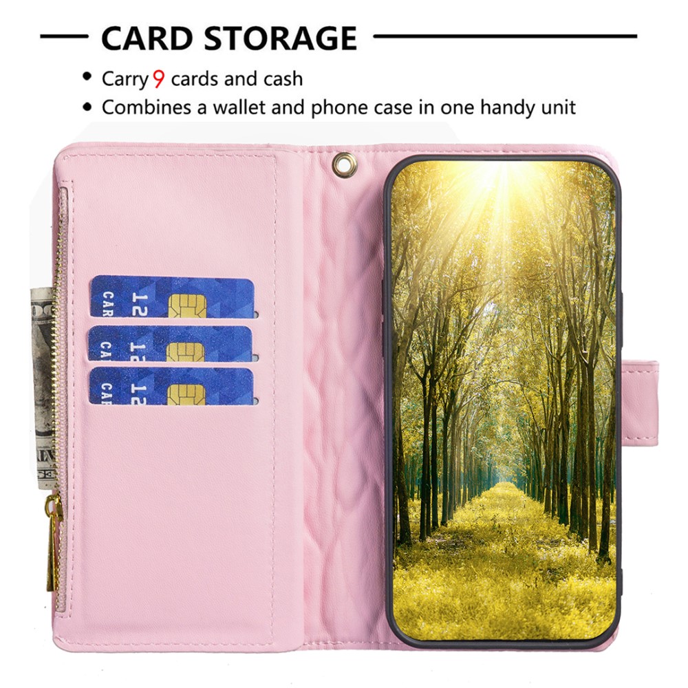 BINFEN BINFEN Galaxy S24 FE Fodral Diamond Multifunktionell Rosa