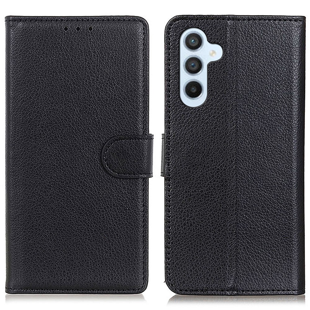  Samsung Galaxy S24 FE Fodral Litchi Läder Svart