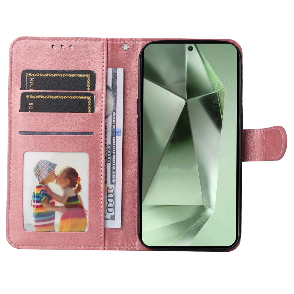  Samsung Galaxy S24 FE Plånboksfodral Läder Roséguld