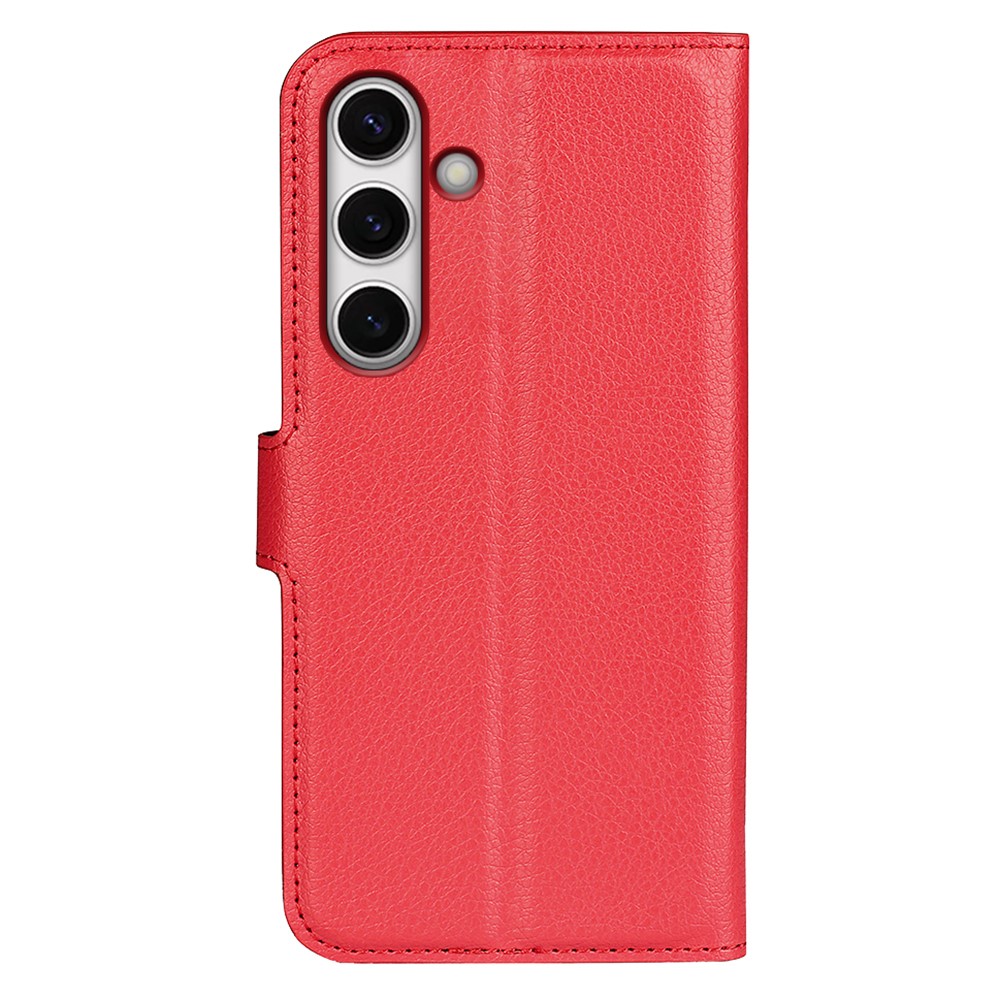 Samsung Galaxy S24 FE Fodral Litchi Läder Textur Röd